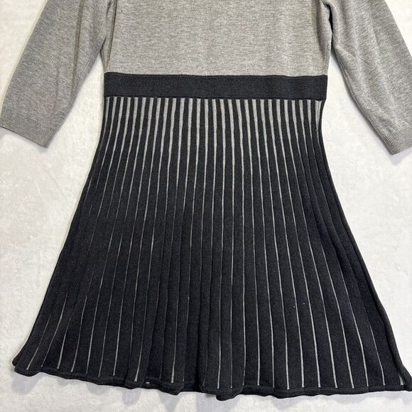 Calvin Klein Women's Ribbed Fit & Flare Sweater Dress Large Gray Classic Career - Picture 12 of 15
